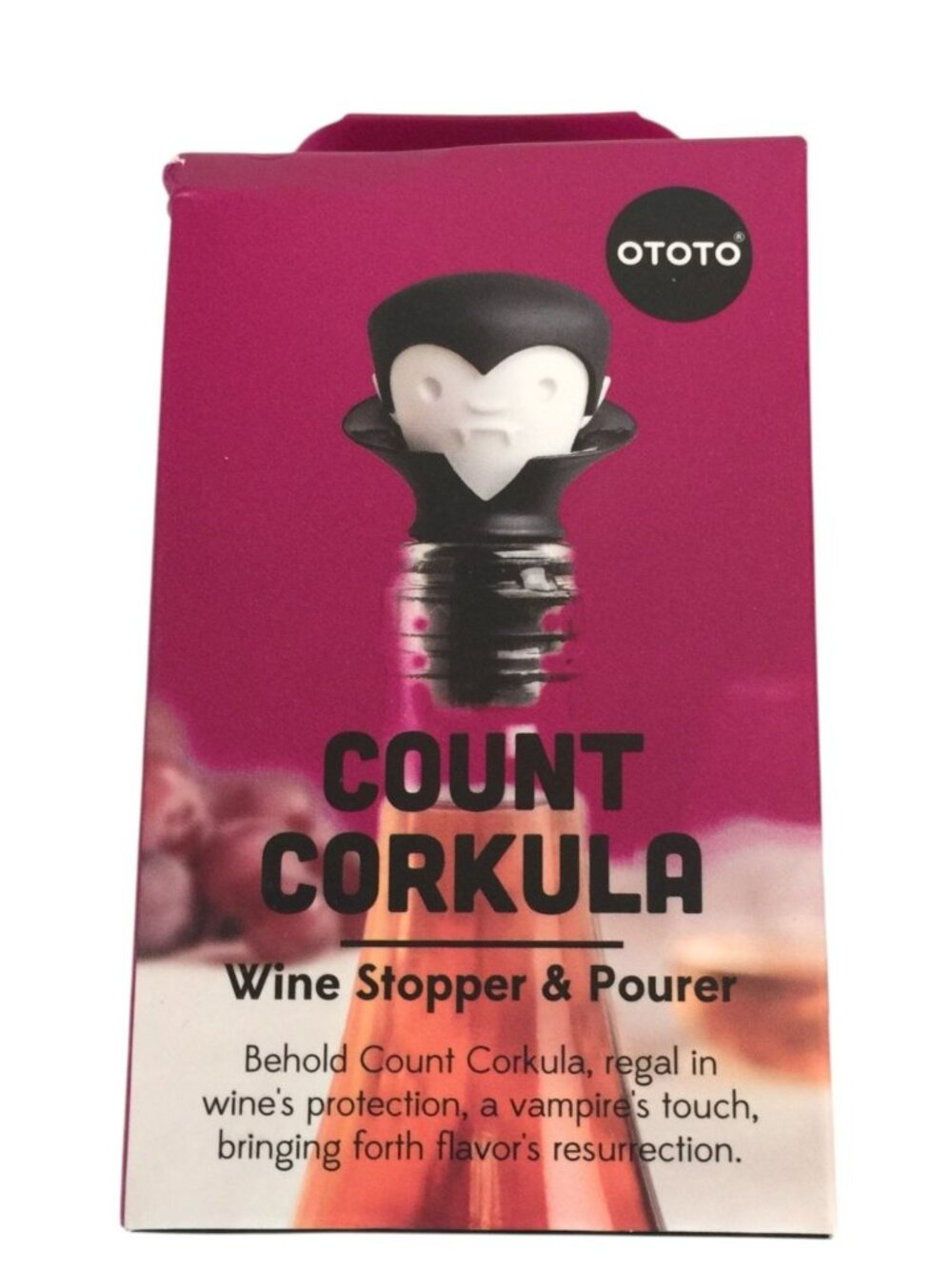OTOTO Count Corkula Wine Stopper & Pourer Black White BPA Free